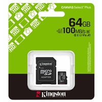 Kingston Canvas Select Plus  SDCS3/64GB 64GB Micro SD UHS-I (U1) Flash Card with Adapter Kingston Canvas Select Plus  SDCS3/64GB 64GB Micro SD UHS-I (U1) Flash Card with Adapter